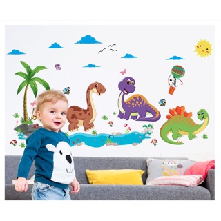 Decal dán tường hình khủng long kute cho bé
