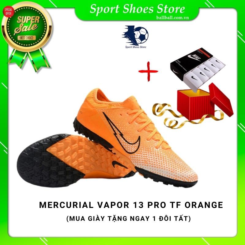 Giày Đá Bóng Nam Sân Cỏ Nhân Tạo Mercurial Vapor 13 Pro Đế TF orange | Giày Đá Bóng Đá Banh Sân Phủi