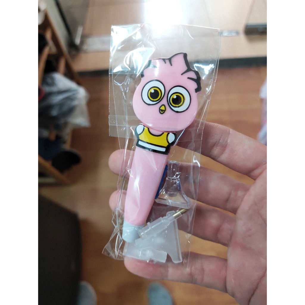 Bút đính đá 1 viên, 3 viên, 6 viên, 9 viên có đèn cute dễ dùng màu hồng
