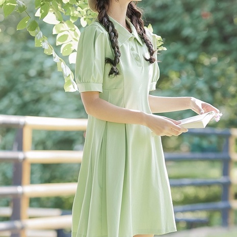 Đầm Cổ Polo Tay Phồng Thiết Kế Trang Nhã Cho Nữ