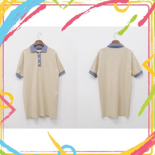 Đầm polo thun phối cổ dáng xuông, Váy nữ cổ polo phối màu cực xinh kiểu dáng cơ bản