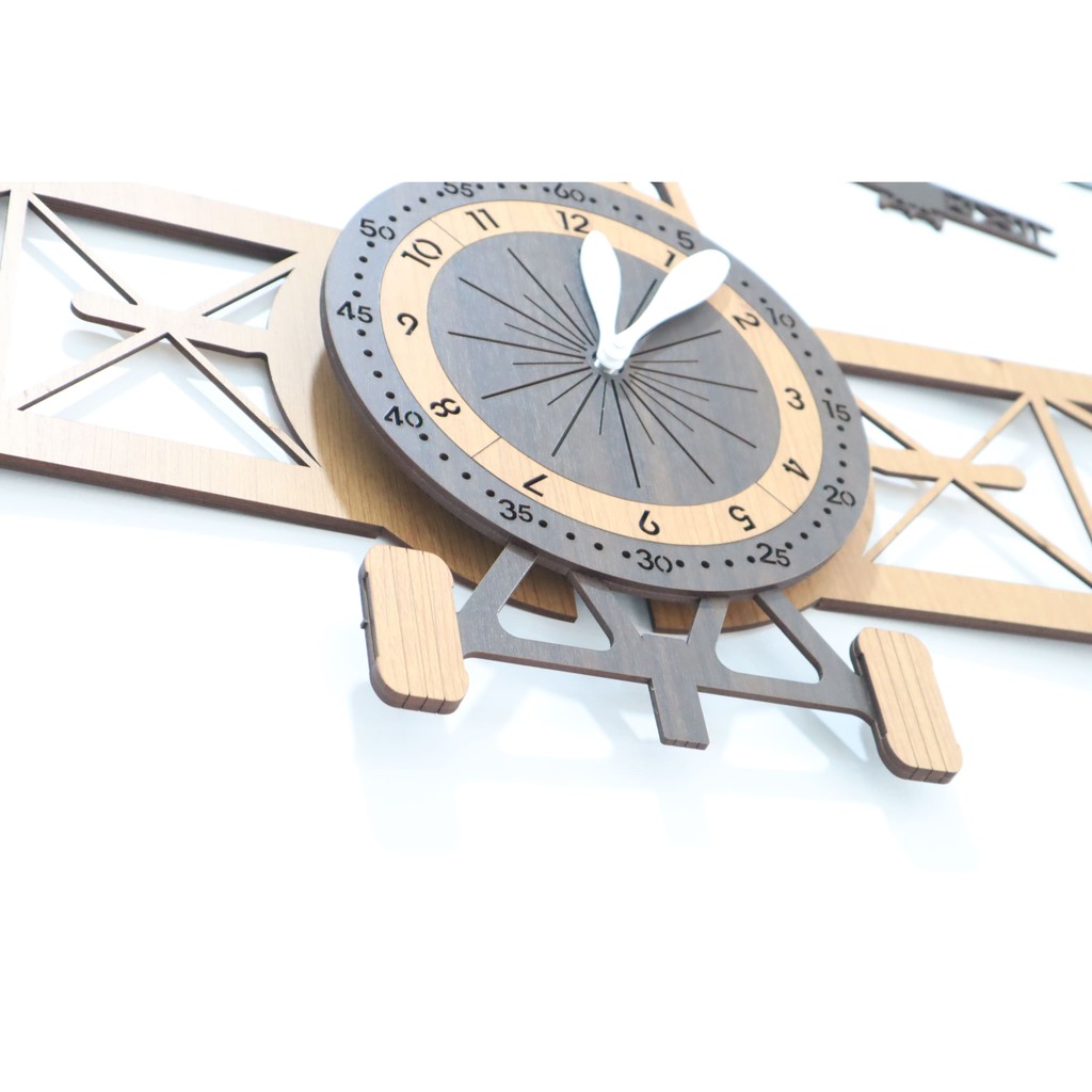 [Design by Hàn Quốc] Đồng hồ treo tường, đồng hồ trang trí decor nhà cửa hình máy bay - Airplane wall clock
