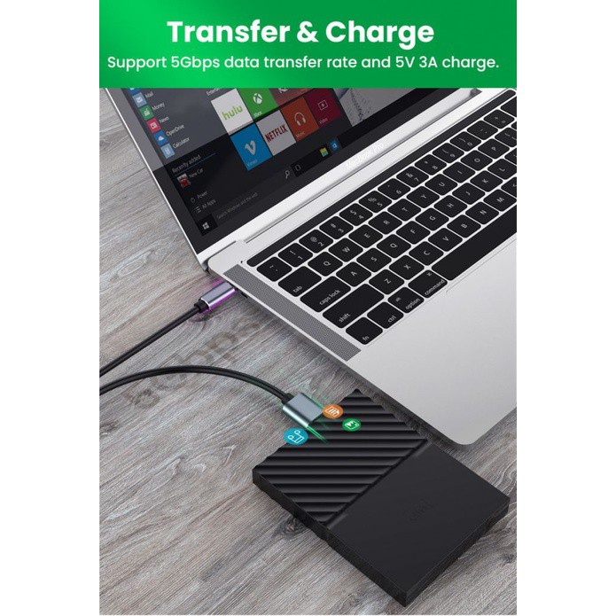 Cáp chuyển đổi micro USB TYPE-C sang Micro-B tốc độ 5gbps cho ổ cứng/máy tính tiện dụng