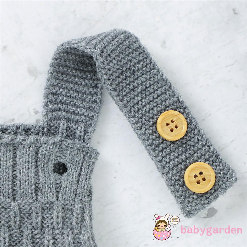 Set romper không tay kèm mũ len thời trang xinh xắn cho bé gái