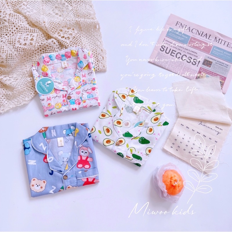 (9-23kg) Bộ pijama tay ngắn quần dài cho bé ❤️ freeship ❤️ bộ ngủ pijama cho bé cotton cao cấp