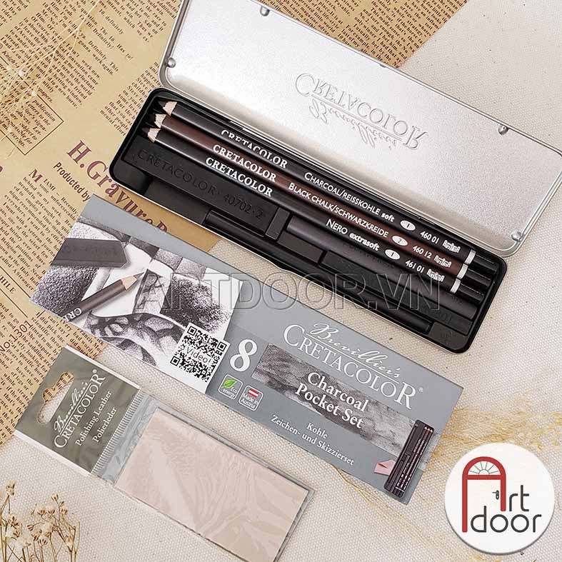 [ARTDOOR] Bộ bút chì Than Thô CRETACOLOR Charcoal 8 món (46008)