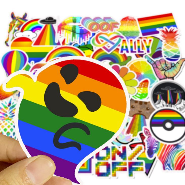 Sticker RAINBOW nhựa PVC không thấm nước, dán nón bảo hiểm, laptop, điện thoại, Vali, xe, Cực COOL #83