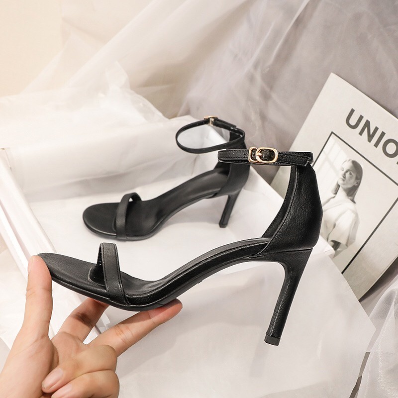 Giày sandal nữ mã S47 mũi vuông cao 9cm gót nhọn hàng đẹp sang chảnh trend 2022