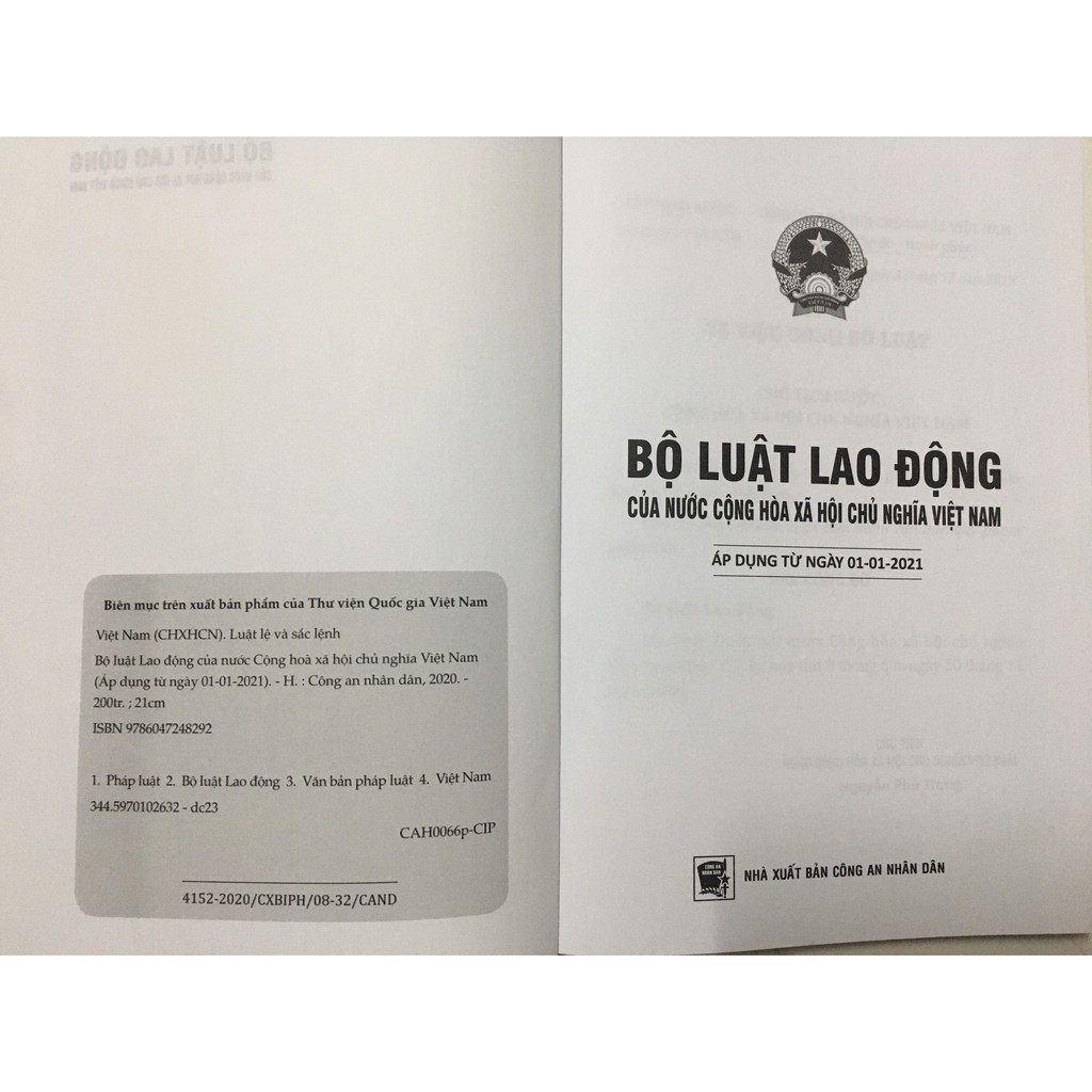 Sách - Bộ Luật Lao Động Của Nước Cộng Hòa Xã Hội Chủ Nghĩa Việt Nam