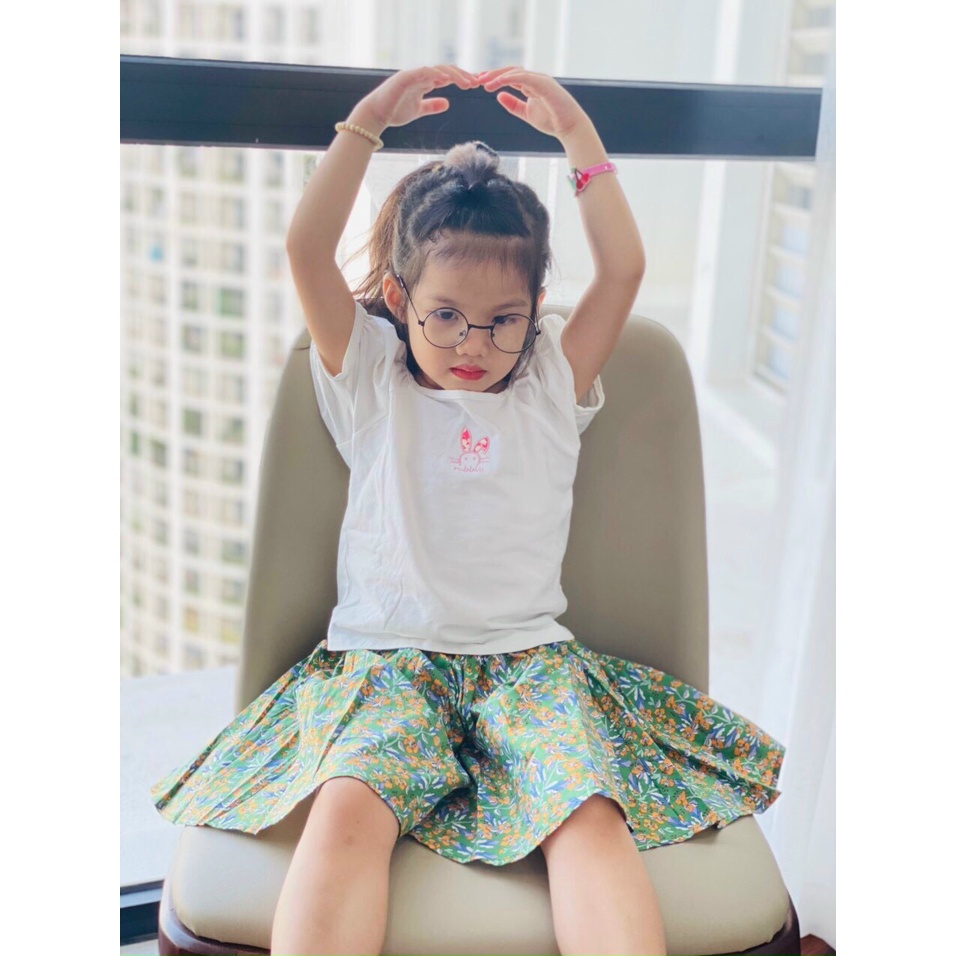 {HÀNG HÈ 2022} Bộ bé gái áo thêu thỏ kèm chân váy hoa size 1-10T (10-32kg), kiểu dáng đáng yêu, hiệu Litibaby