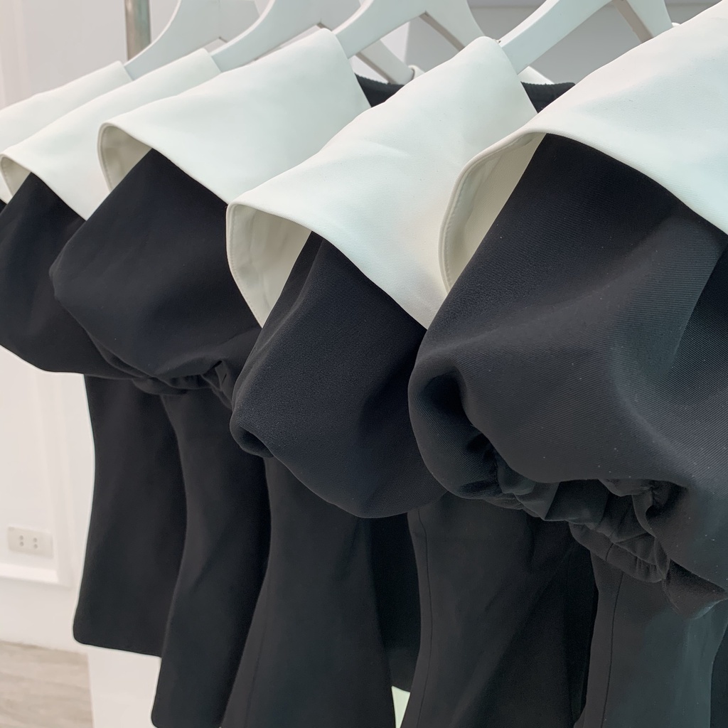 Áo thiết kế  chiết eo tay bồng  đính nơ siêu xinh cho nàng đi chơi đi làm AMODA A016