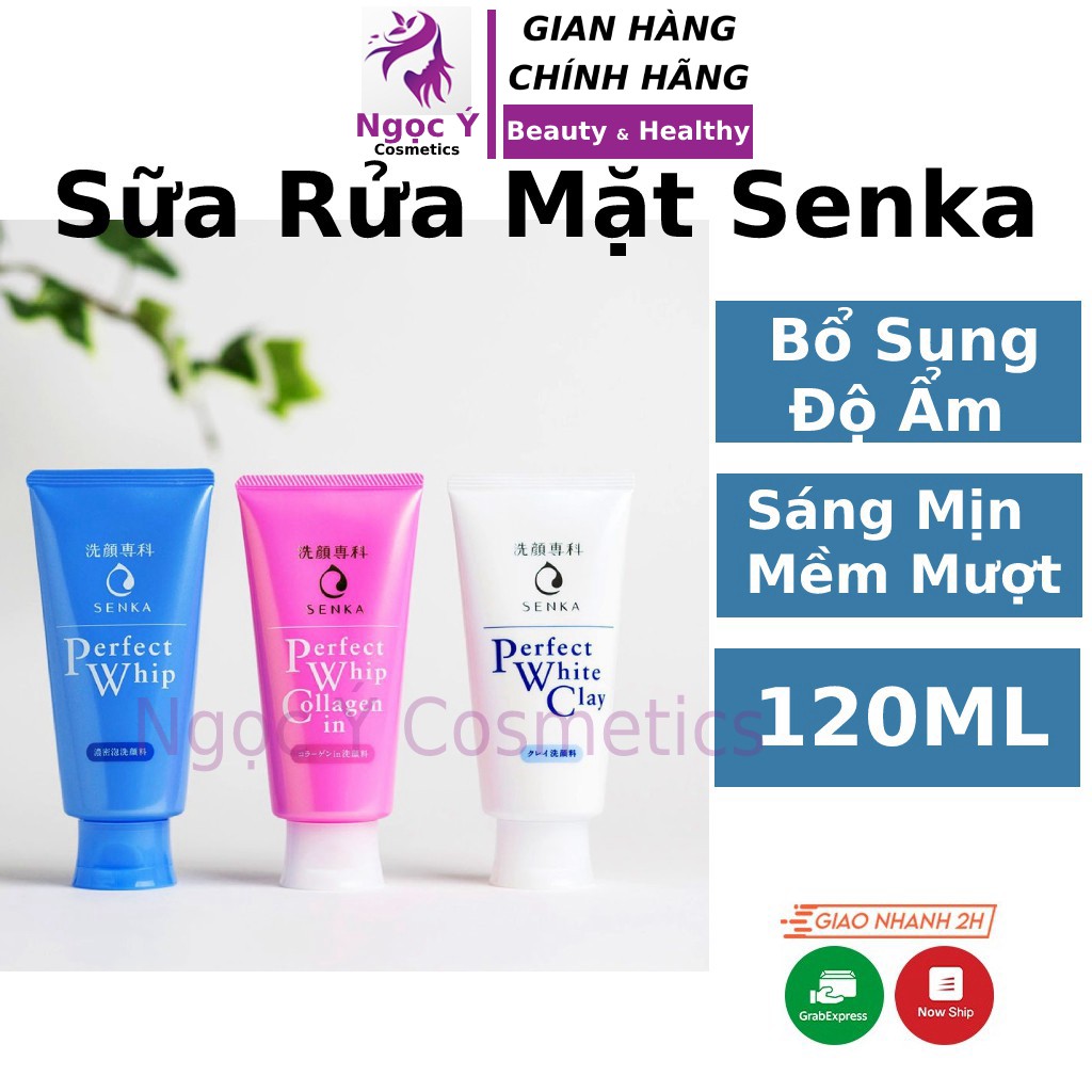 Sữa Rửa mặt tạo bọt Senka Perfect Whip 120ml trà xanh cho mọi loại da dầu mụn nhạy cảm và khô sạch da Ngọc Ý Cosmetics