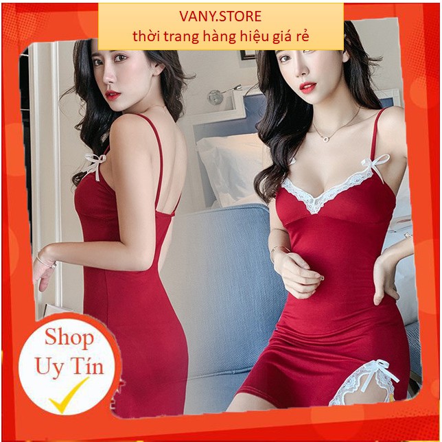 Váy Ngủ Nữ 2 Dây Sexy Phối Ren Ngực Họa Tiết Viền Tinh Tế,Cổ Váy Thiết Kế Chữ V Khoe Vòng1 Quyến Rũ(CÓ MÚT TRONG)mã DAY3