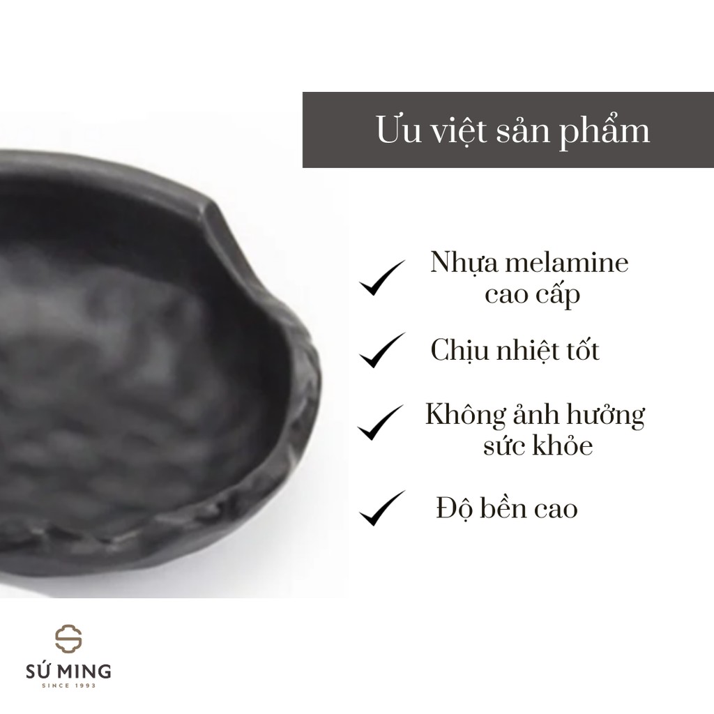 Đĩa Tròn Đen Nhựa Melamine Cao Cấp Dùng Trong Nhà Hàng, Quán Ăn