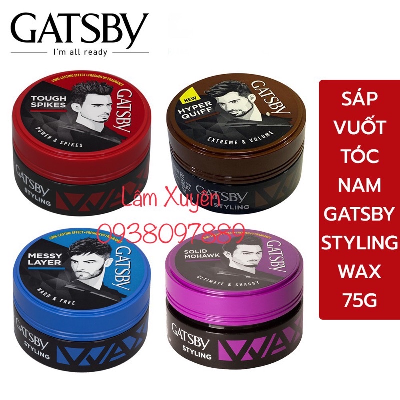 FREESHIP Wax sáp gatsby vuốt tạo kiểu tóc xám đen Side Blow Mat &amp; Hard 75g ,tạo kiểu,siêu cứng IndoMẫu Mới [tận gốc]