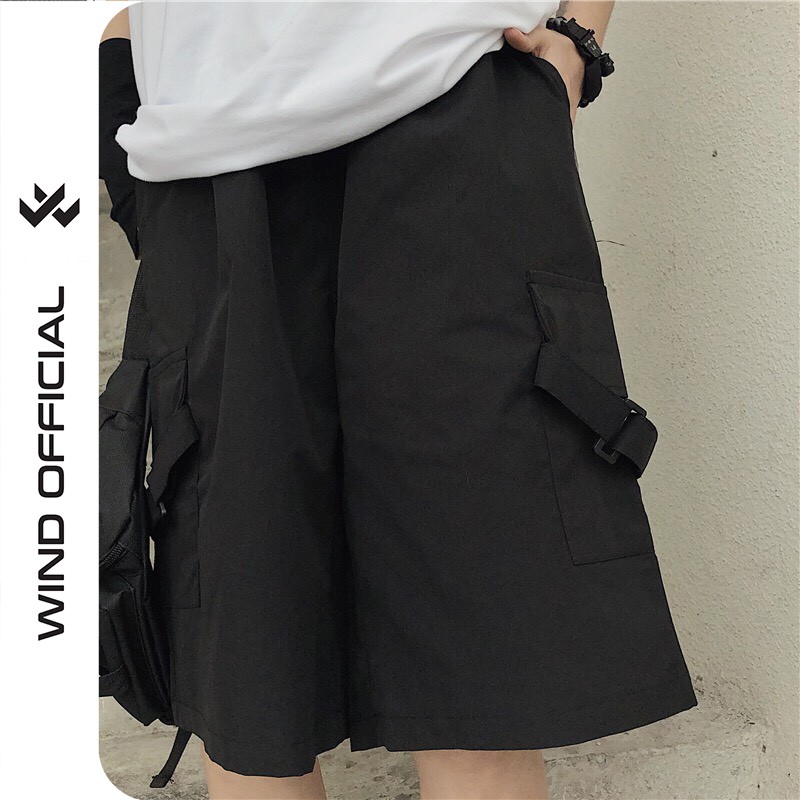 Quần short thun nam ống rộng WIIS unisex dọc quần đùi lửng thời trang nam nữ ulzzang