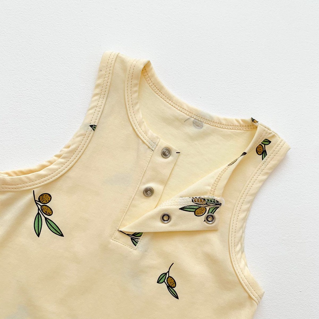 Bộ Áo Liền Quần Sát Nách Vải Cotton Thời Trang Mùa Hè Cho Bé Từ 0-2 Tuổi