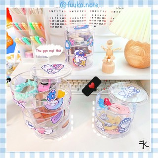 🔻 Hộp lưu trữ trong suốt để bàn khay xoay 360 độ aesthetic phong cách Hàn fuuko note