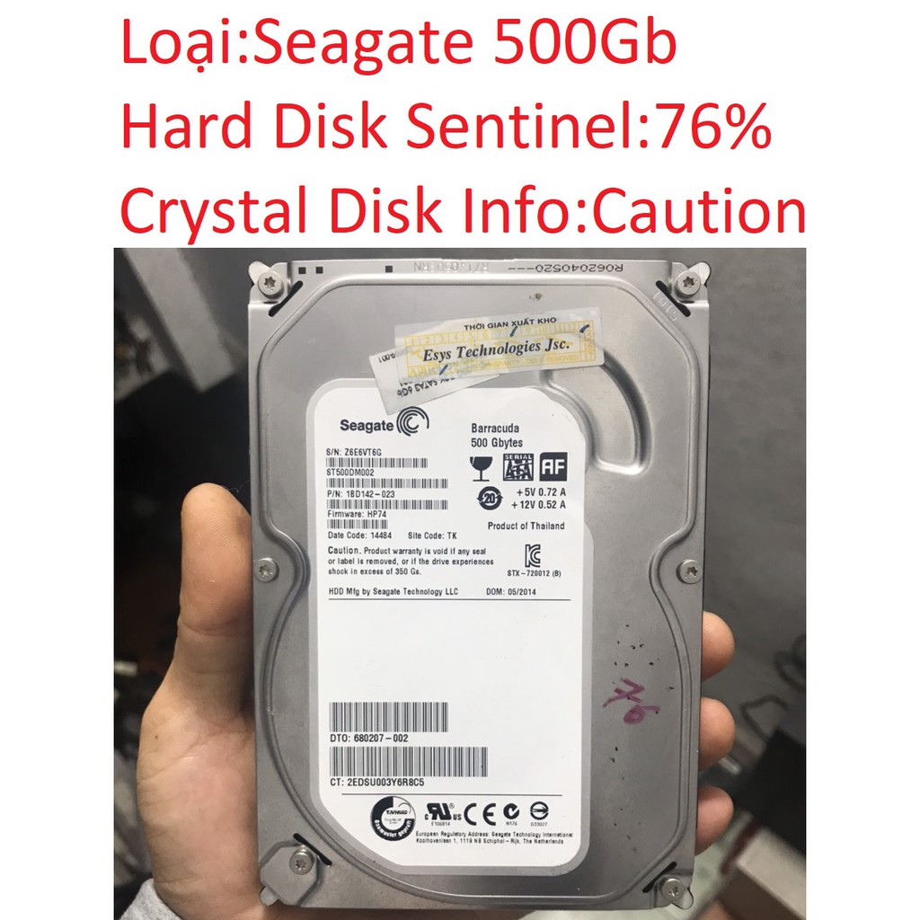 ổ cứng PC 500gb seagate 3.5" inch mỏng thin slim hdd máy tính bàn 76% caution