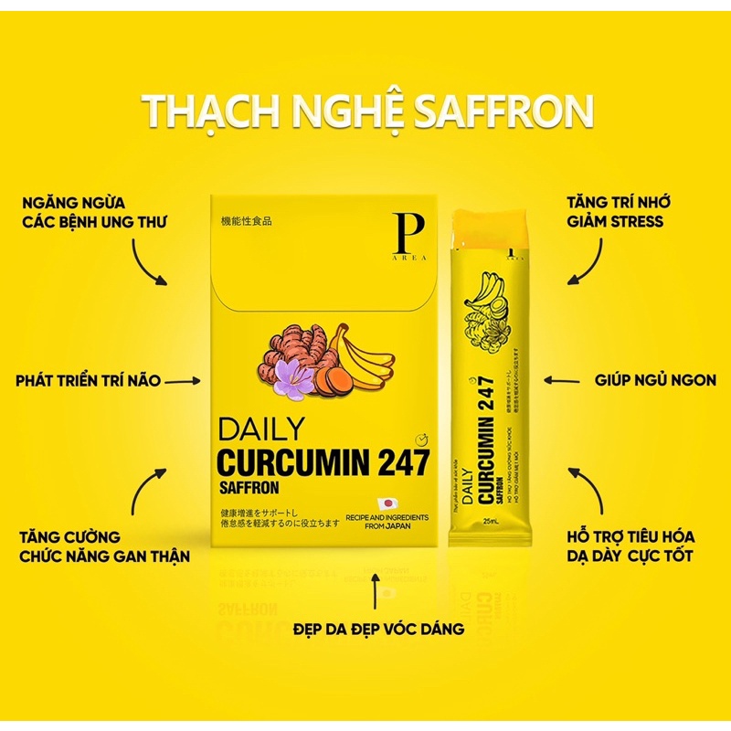 ( Xã Lỗ Bỏ Mẫu ) Thạch Nghệ Saffron Vị Chuối 247 Từ Nhật Bản Bổ Sung Tinh Chất Nghệ Nano Curcumin