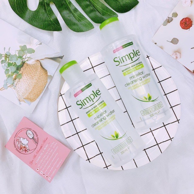 Nước Tẩy Trang Simple Kind To Skin Micellar Cleansing Water 200ML sạch sâu, nhẹ dịu phù hợp với mọi loại da nhạy cảm