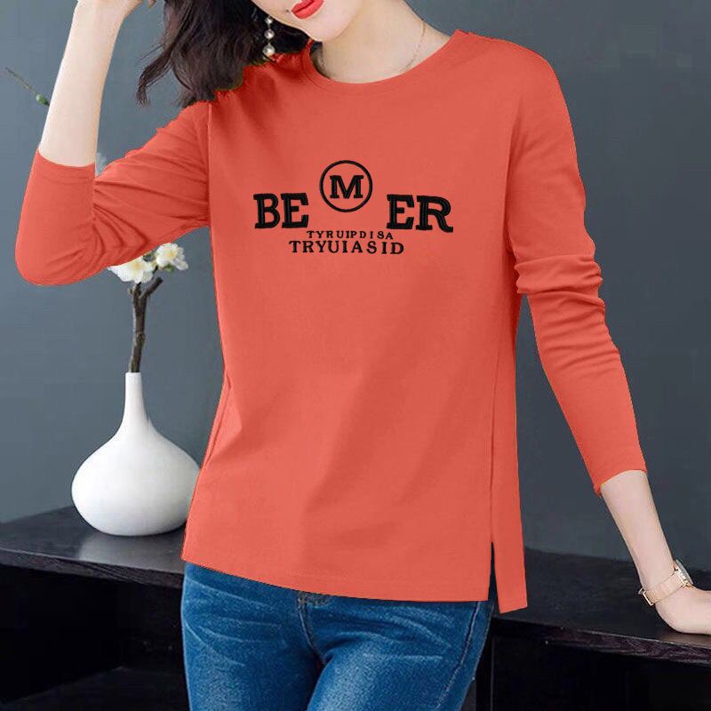 Áo Thun Tay Dài Dáng Rộng Plus Size Thời Trang Mùa Thu Cho Phụ Nữ Trung Niên