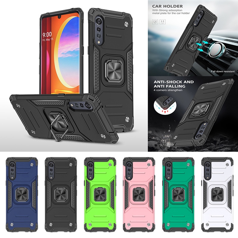 Ốp Điện Thoại Armor Nhám Có Giá Đỡ Dạng Vòng Tròn Từ Tính Chống Sốc Cho LG Velvet 5G