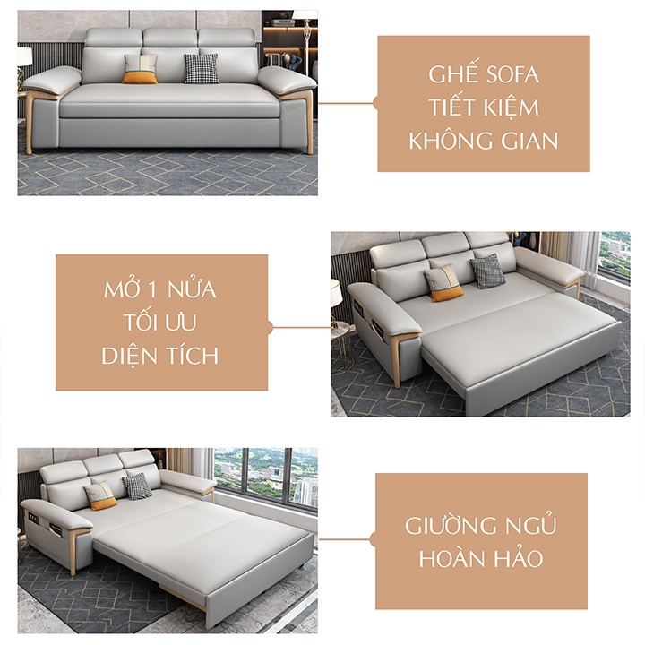Ghế sofa giường thông minh bọc vãi nano kháng khuẩn,Giường sofa gấp gọn khung thép carbon có nhiều màu sắc,KT 1m6x2m