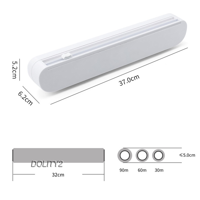 Food Wrap Dispenser Foil Cling Film Roll Foil Cutter Plastic Holder Storage