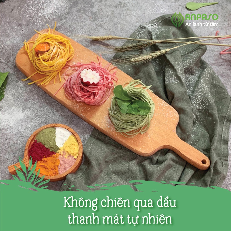 Combo Mì Ăn Dặm cho bé 3 vị rau Organic hữu cơ Anpaso dành cho bé 7 tháng tuổi bổ sung chất xơ, cải thiện táo bó