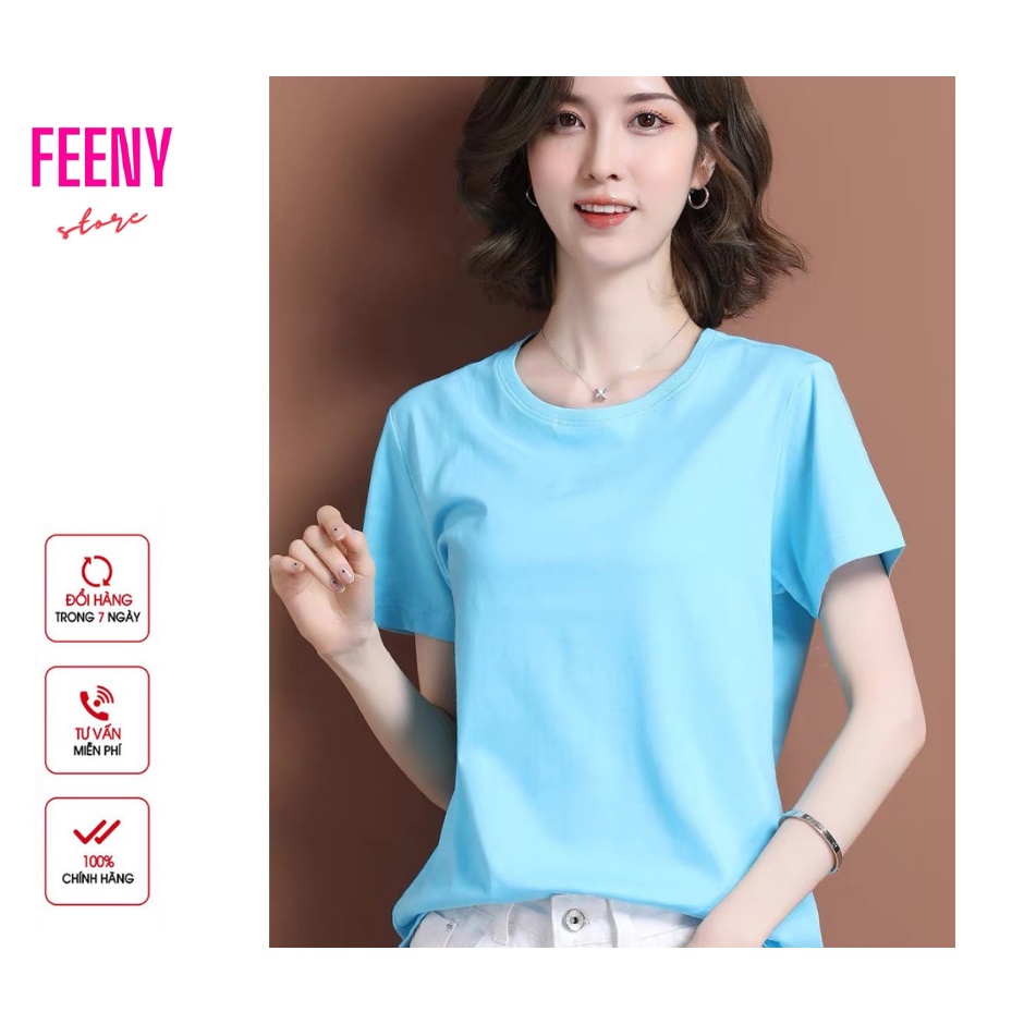 Áo thun TRƠN nữ ngắn tay, Áo phông TRƠN nữ cổ tròn FEENY STORE