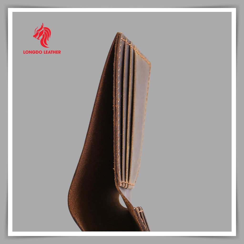 Ví da sáp - Cam kết da bò thật 100% - Hàng chính hãng thương hiệu Longdo Leather - B06