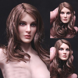 1/6female women brown long hair girl head sculpt for 12" phicen body figure toy