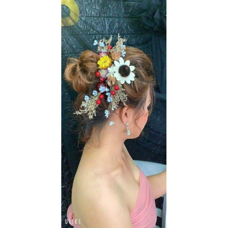 cài tóc hoa khô (phụ kiện cài tóc cô dâu)