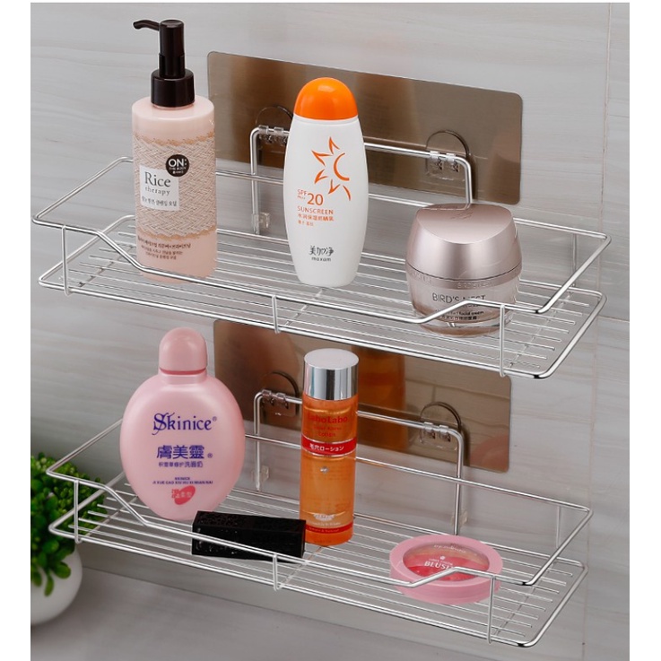 Kệ Nhà Tắm Inox Hình Chữ Nhật OENEN Kèm Miếng Dán Tường Thông Minh, Tiện Dụng Oenon