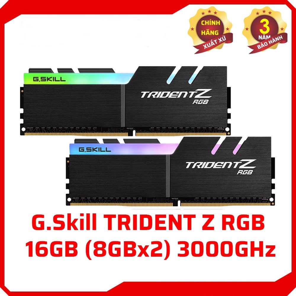 RAM G.Skill TRIDENT Z RGB-16GB (8GBx2) DDR4 3000GHz - 16GTZR - Bảo hành 36T Chính hãng Mai Hoàng ChopperGaming