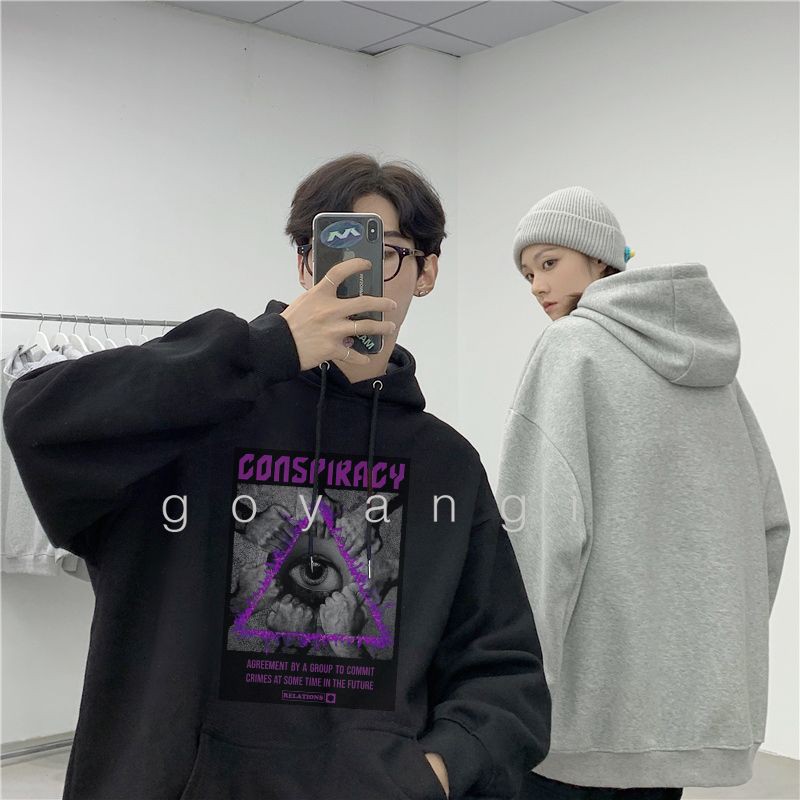 Áo hoodie Conspiracy oversize Unisex phong cách Hàn Quốc