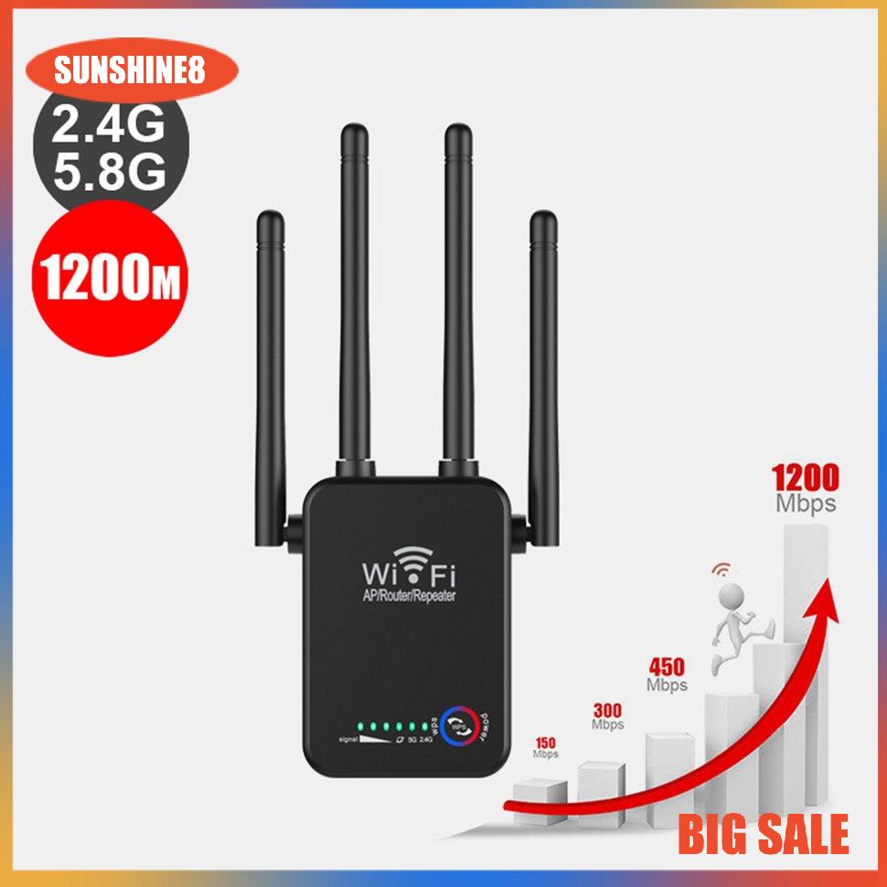 【SUN】Wifi Router 1200Mbps Mini Gigabit Dual Band 5G Network Repeater Signal Booster
