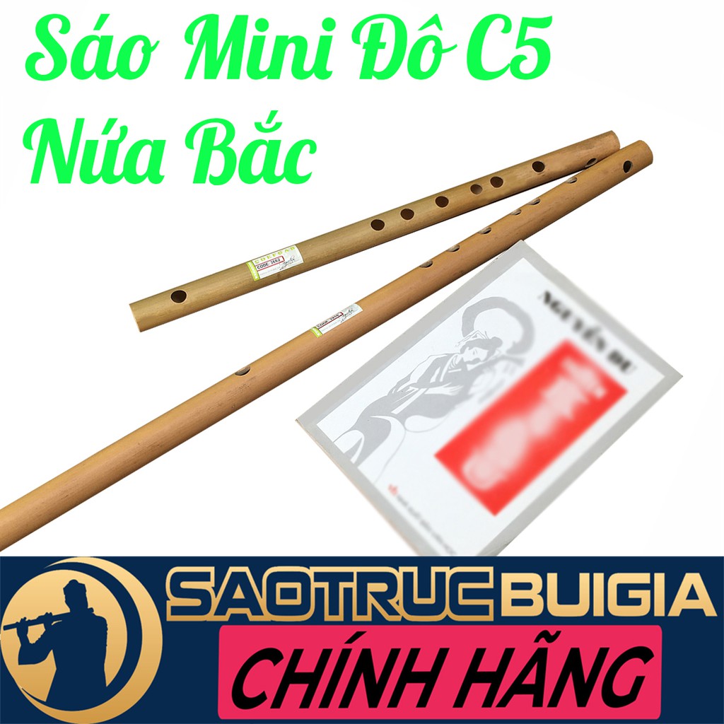 Sáo Đô C5 mini siêu ngắn chỉ 34cm - NỨA BẮC - SÁO TRÚC BÙI GIA - Dòng Beginner cho người mới tập chơi