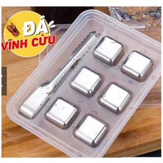 Đá lạnh vĩnh cửu Inox 304 cao cấp (hộp 8 viên tặng kẹp gắp)