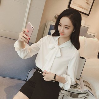 Sơ mi nữ tay dài cổ thắt nơ