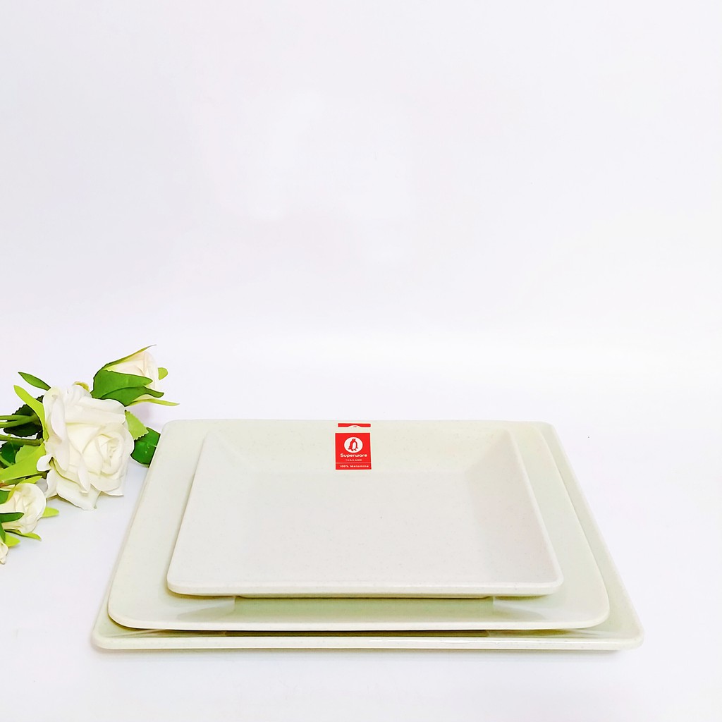 Đĩa Vuông-Tròn Đĩa Thuyền SUPERWARE Nhựa phíp 100% melamine Xanh đá - Green Stone