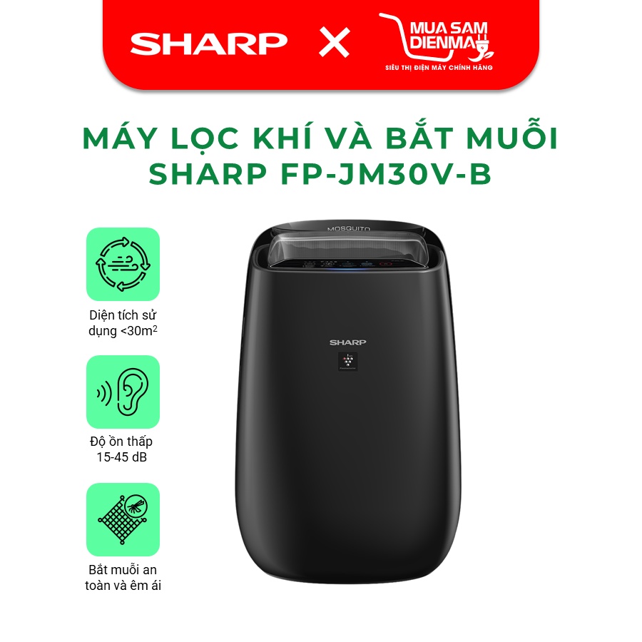 Máy Lọc Không Khí Bắt Muỗi Sharp FP-JM40V-B khử mùi lọc bụi diệt khuẩn Plasmacluster ion Bảo Hành 15 Tháng