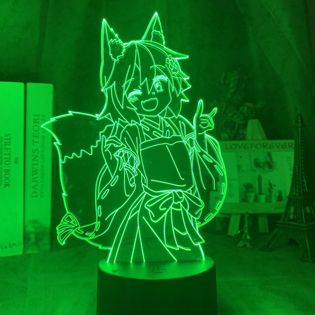 Đèn 3D Hình Fox Senko San hữu ích Đèn ngủ đổi màu Pin Usb Đèn ngủ cho bé gái Đèn trang trí phòng ngủ Holo