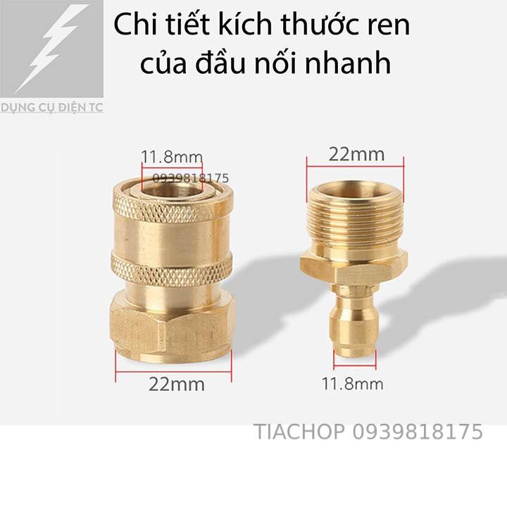 Bộ khớp nối nhanh đầu ra 22 cho máy rửa xe áp lực cao, máy xịt rửa cao áp, máy rửa xe gia đình