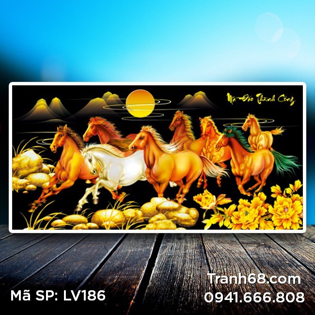 Tranh đính đá Mã Đáo Thành Công LV186 kích thước 100*54cm.