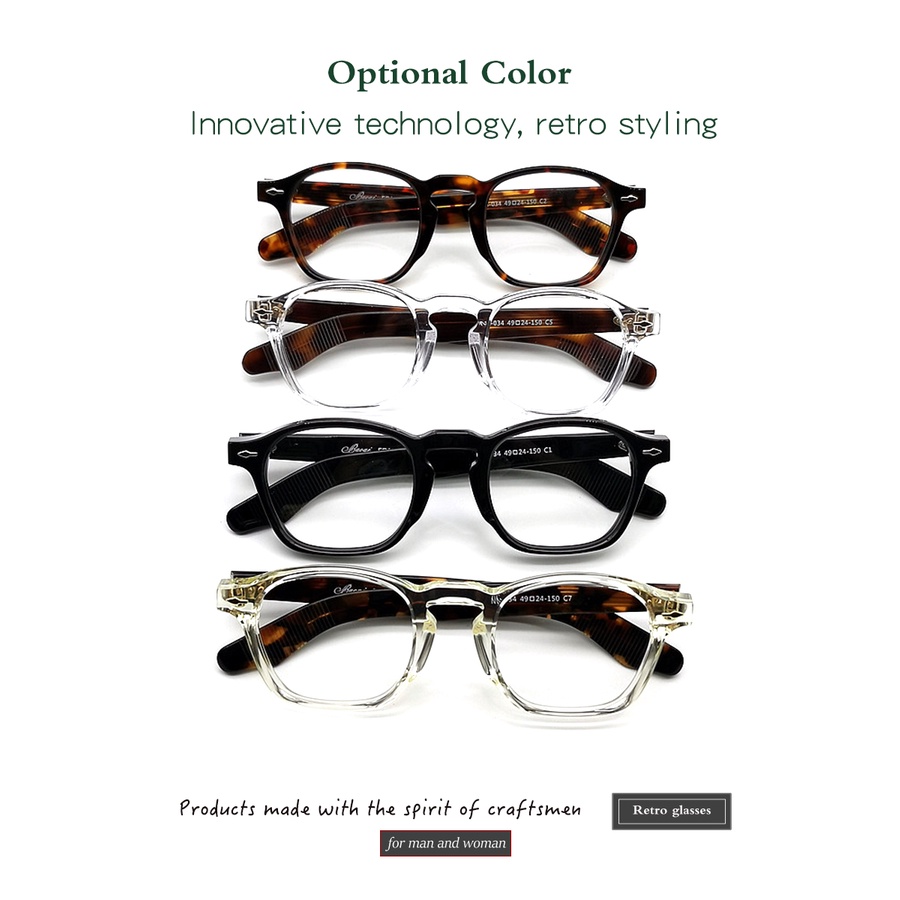 Mắt Kính JACQUES Acetate 2022 Gọng Vuông Trung Bình NN0034 Thời Trang Mới Cho Nam Và Nữ