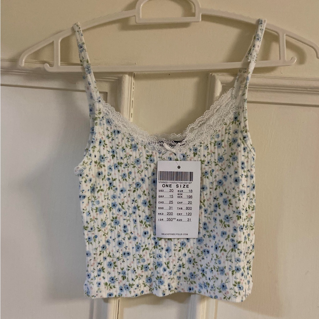 Áo hai dây Skylar Bow Tank viền ren hoạ tiết hoa nhí