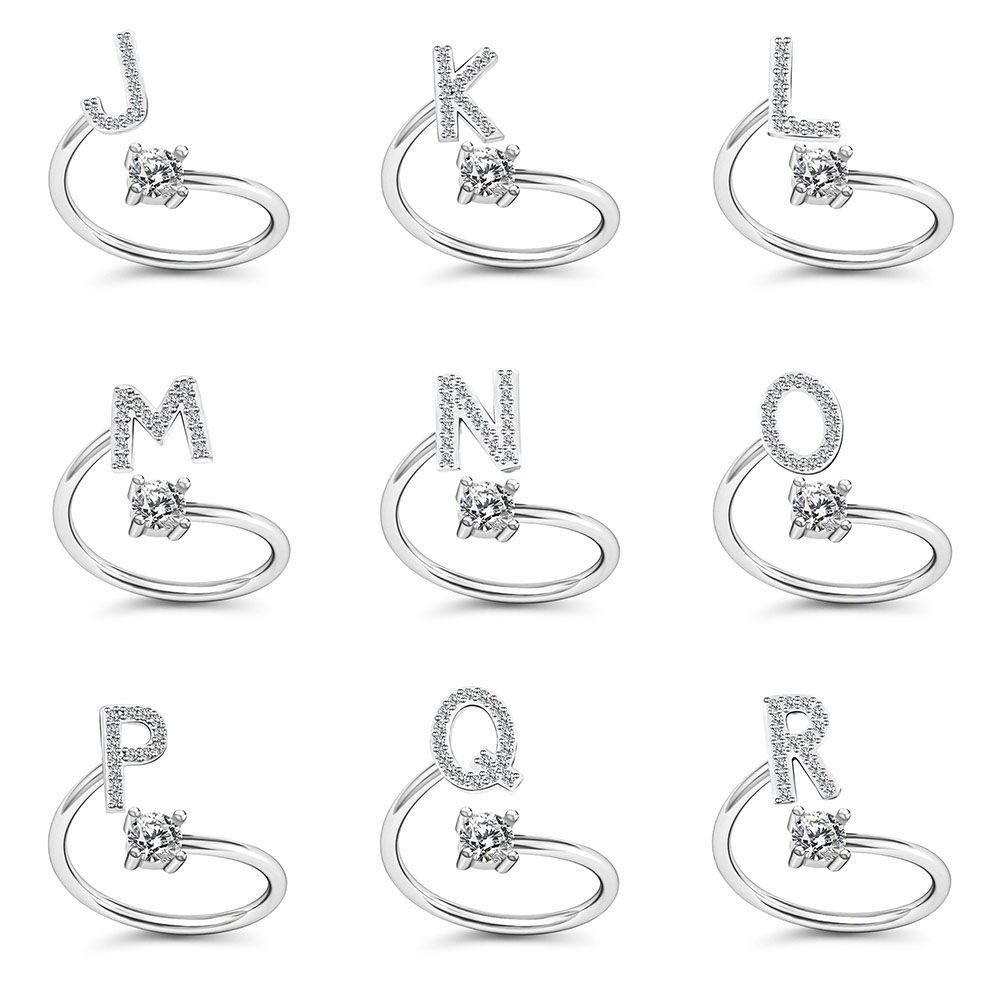 MAG Nhẫn Mặt 26 Chữ Cái Đính Đá Thời Trang Dành Cho Nữ