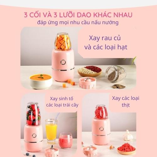 Máy Xay 3 Cối Thủy Tinh Đa Năng Ấm Baby Nhỏ Gọn Tiện Dụng Ấm Gift Decor